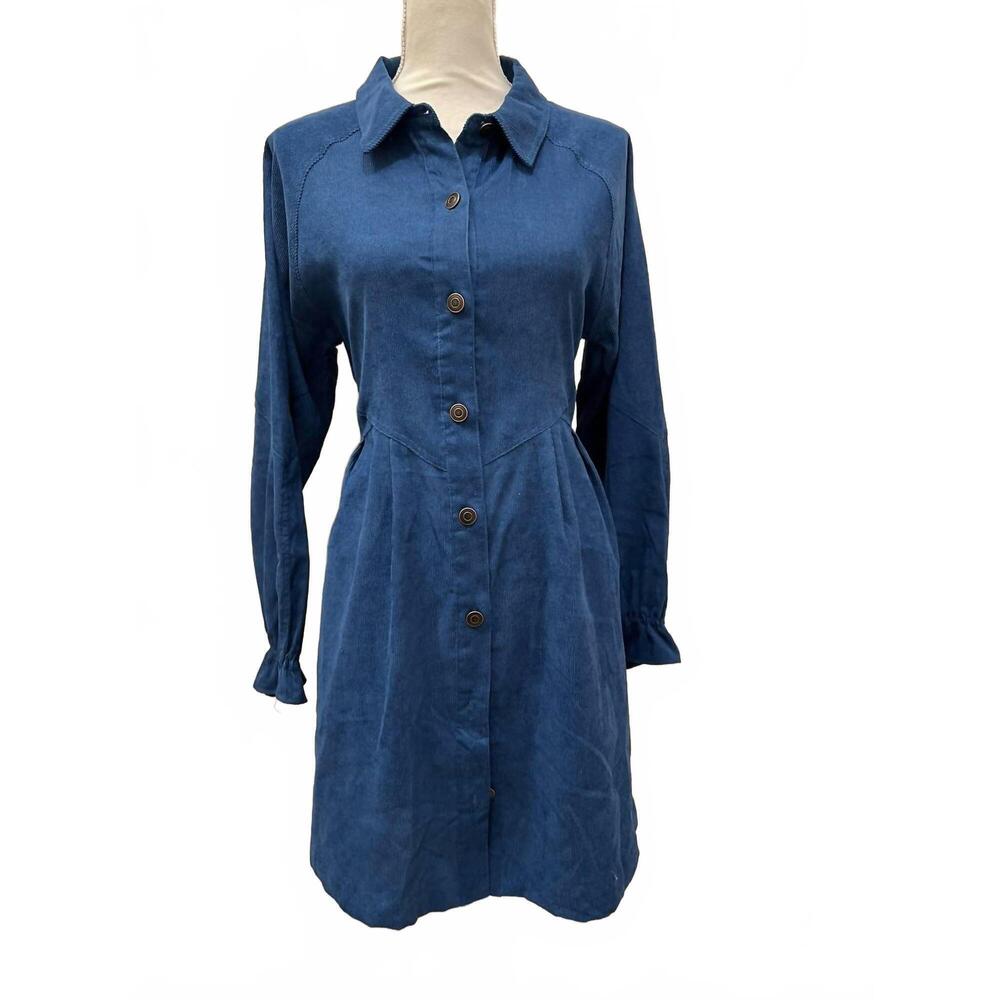 NEW CORI women's fall corduroy button down shirt in indigo